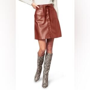 NWT BB Dakota Belt So Real Faux Leather Skirt in Rust Red Brown Size 8